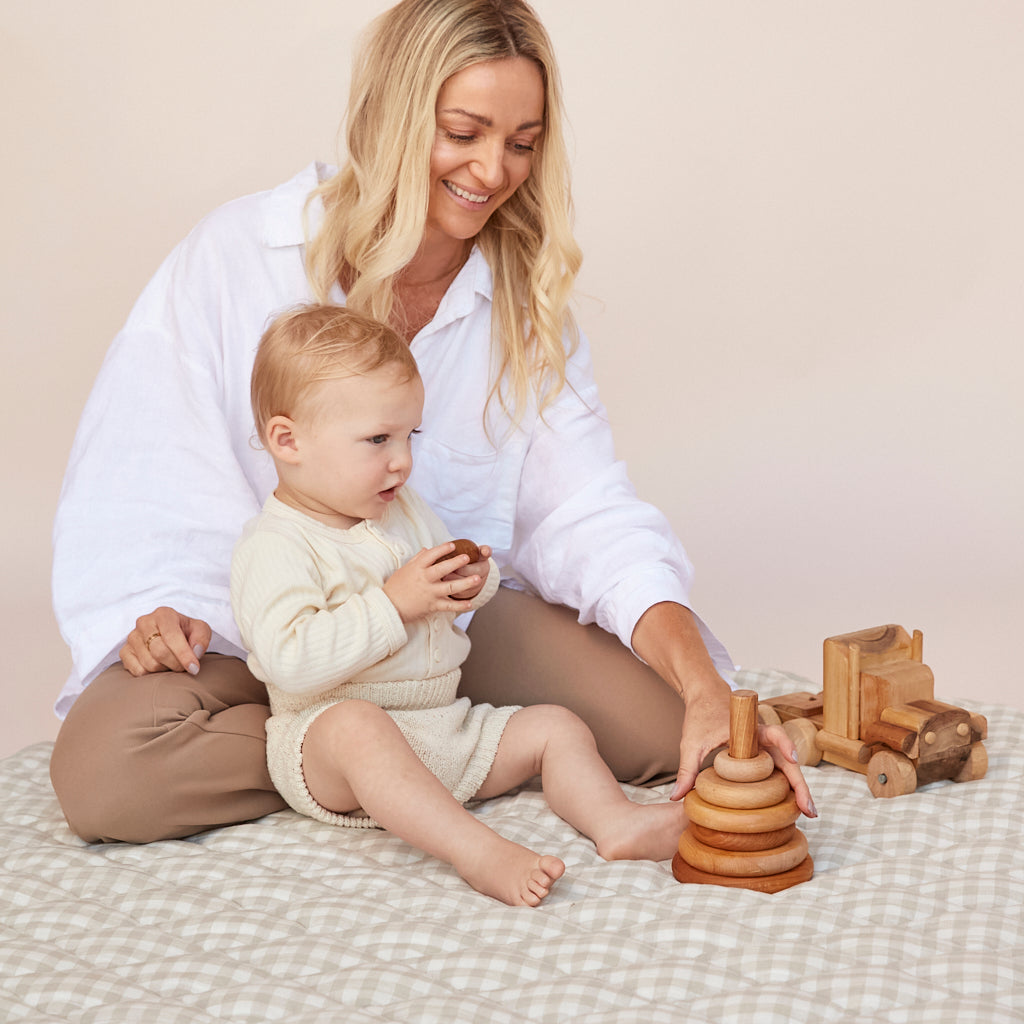 Dove Grey Gingham Baby Play Mat