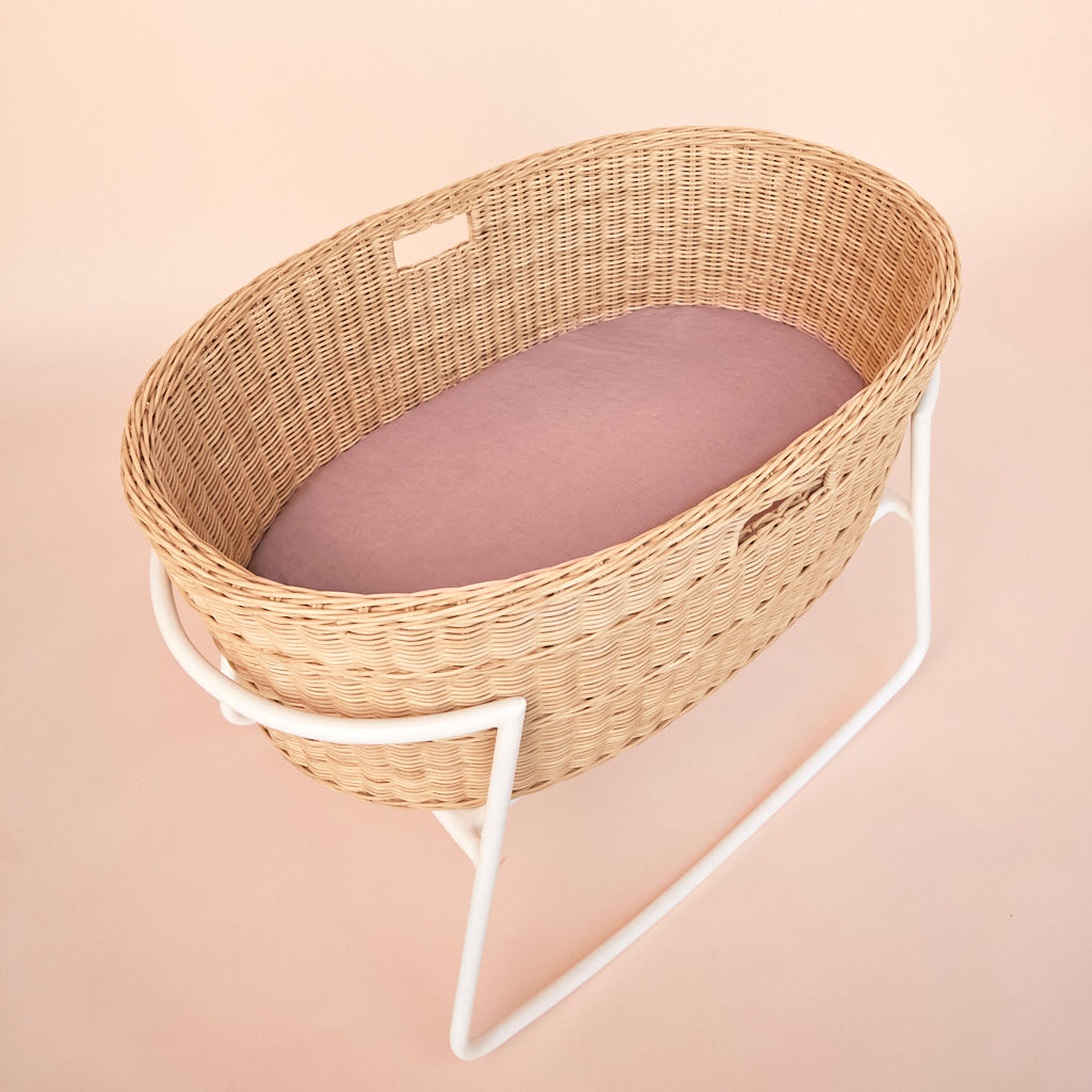 Dusty Pink Linen Bassinet Sheet