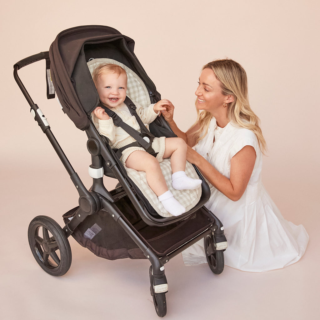 Dove Grey Gingham Pram Liner