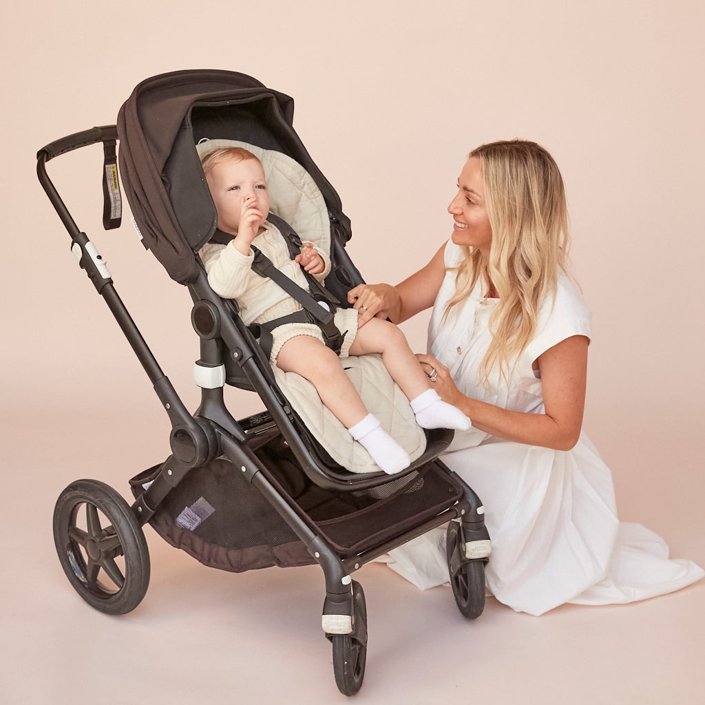 Dove Grey Gingham Pram Liner