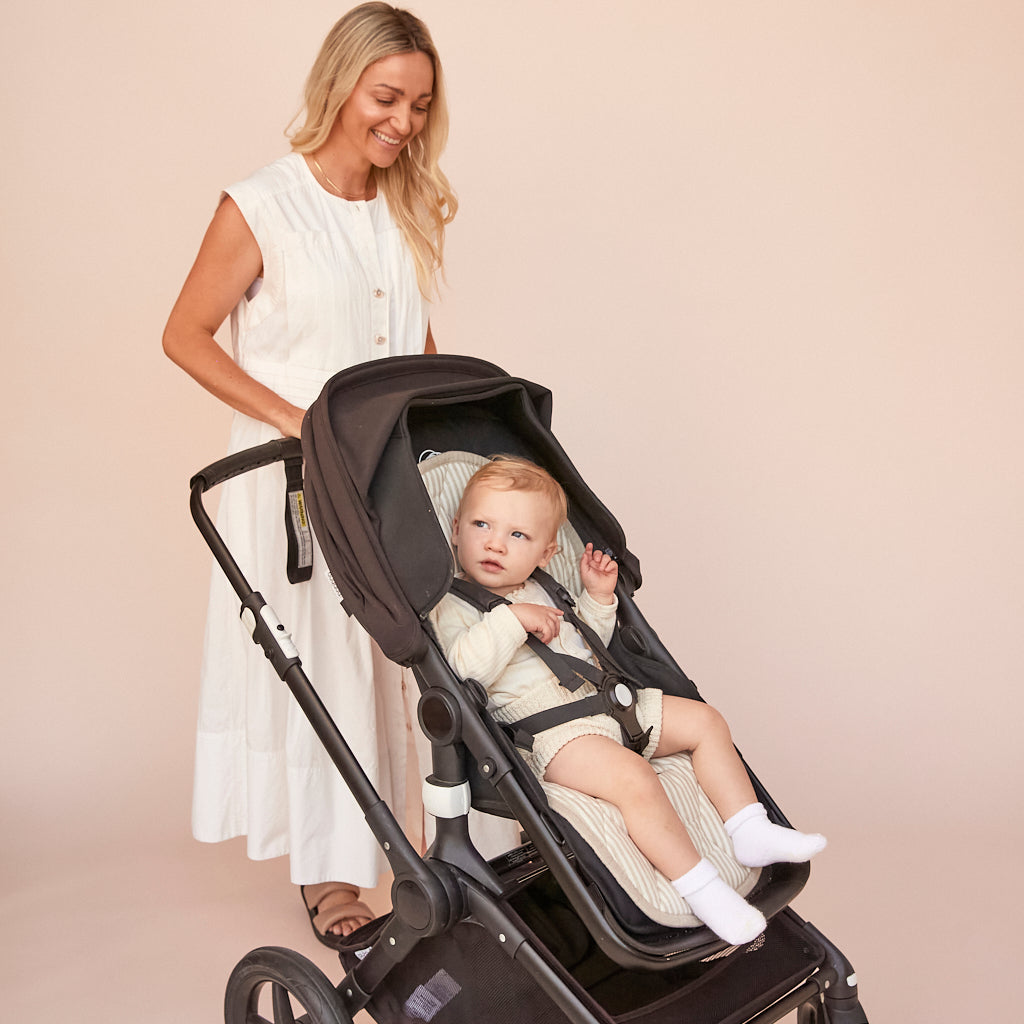 Natural Striped Pram Liner