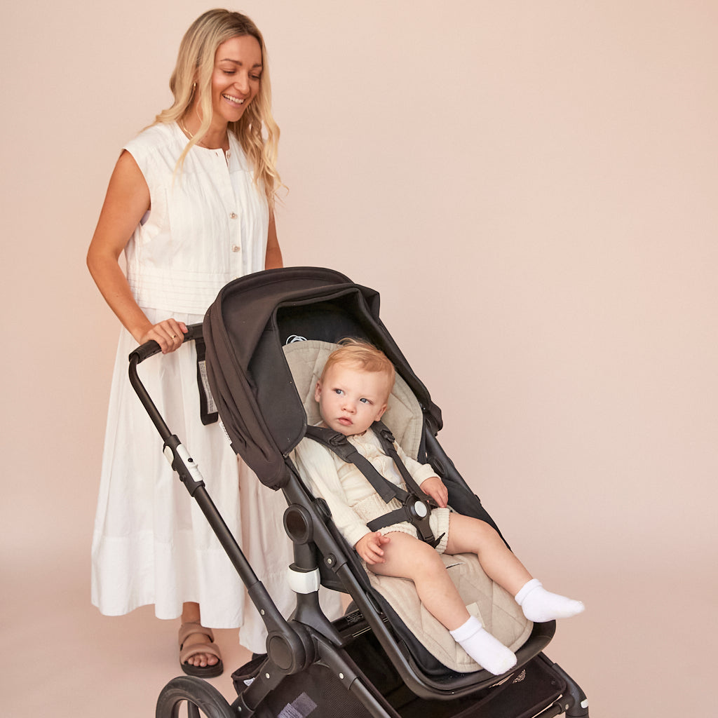 Natural Striped Pram Liner