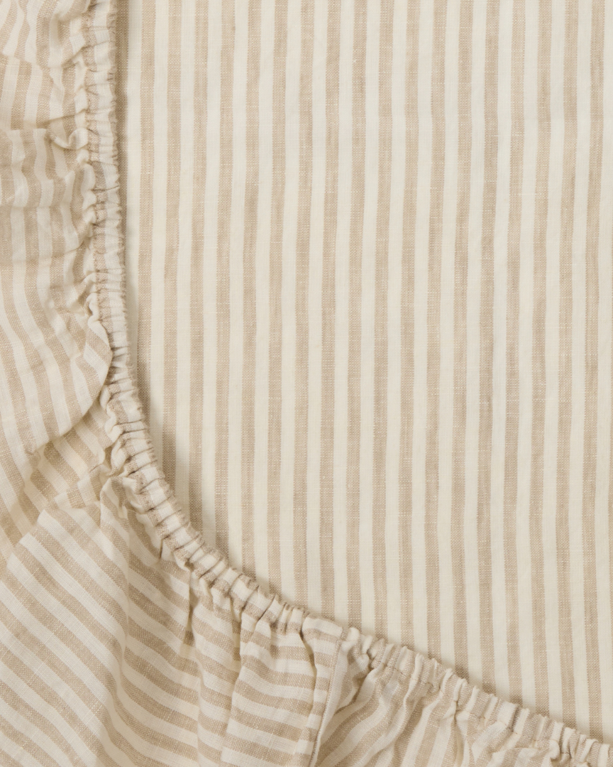 Natural Striped Linen Bassinet Sheet