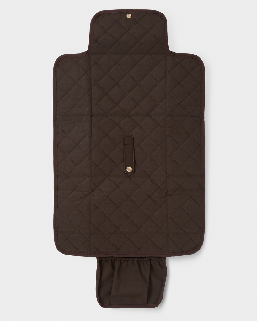 Chocolate travel nappy change mat, wipeable surface