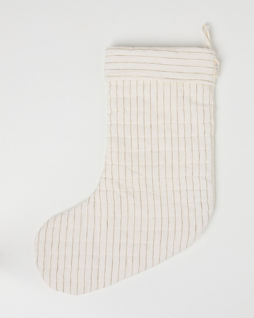 🎁 Olive Pencil Striped Linen Christmas Stocking (100% off)