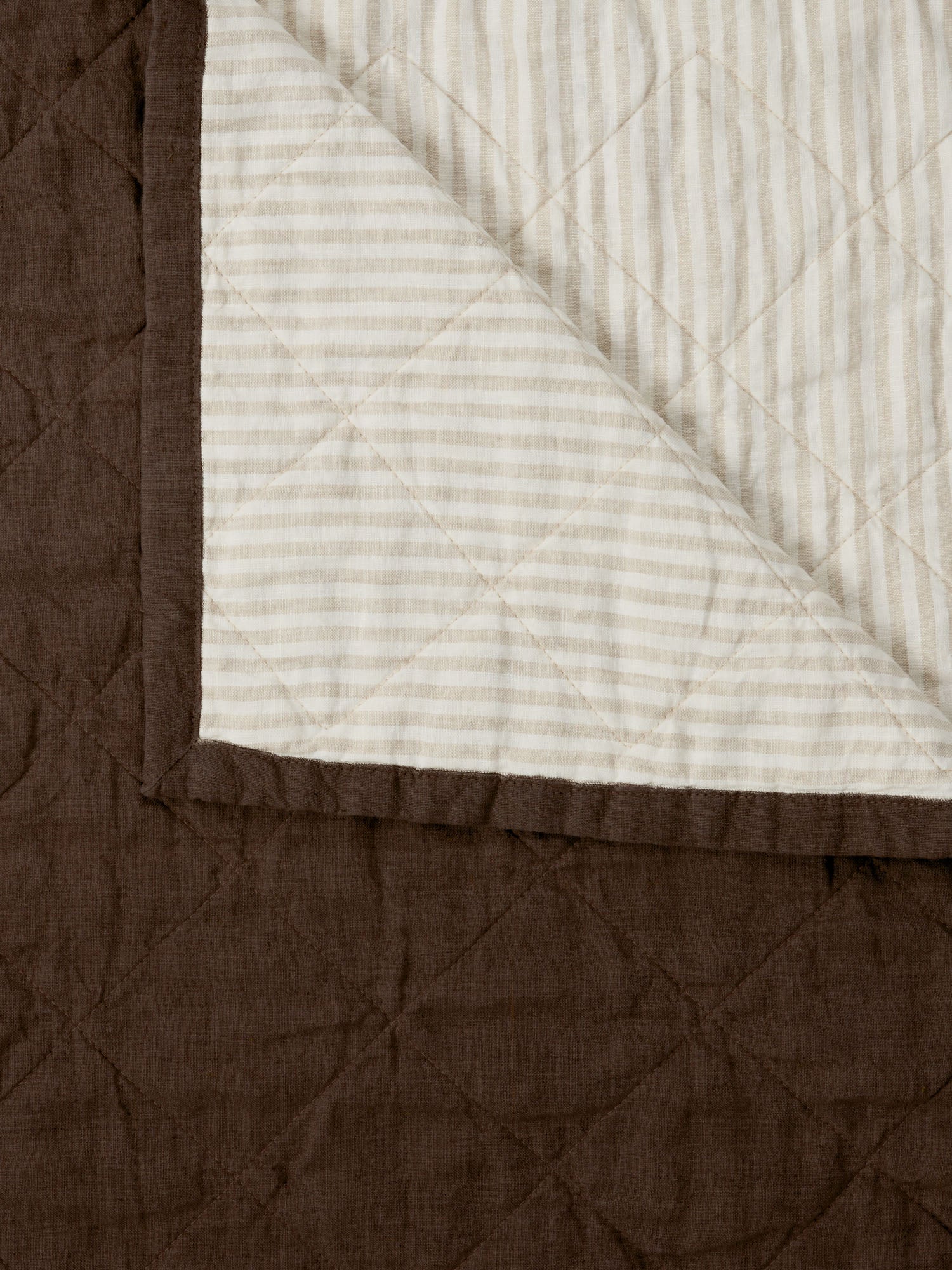 Chocolate and Natural Striped Cot Quilt