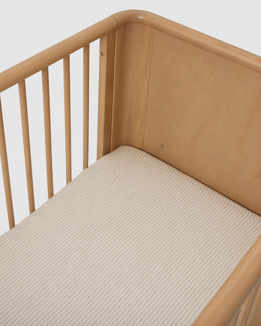 Natural Striped Linen Cot Sheet
