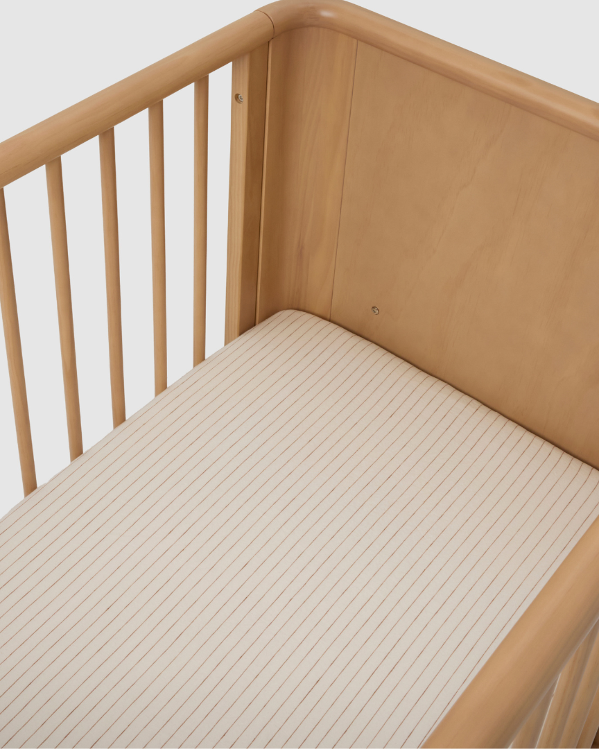 Ginger Striped Linen Cot Sheet