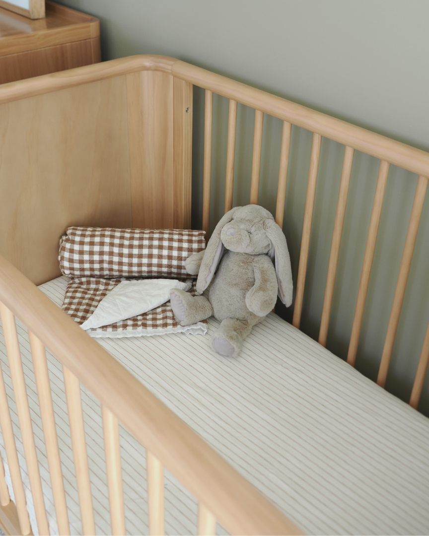 Ginger Striped Linen Cot Sheet