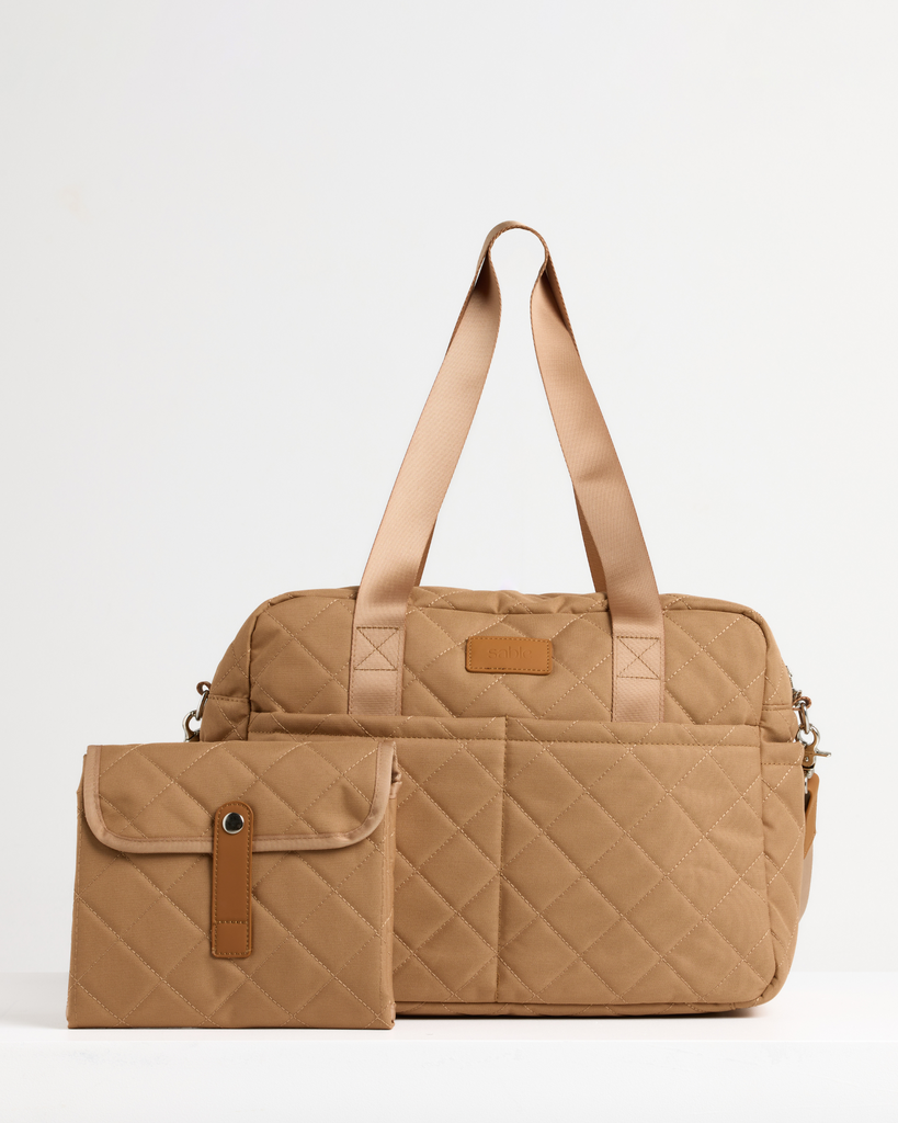 Tan Nappy Bag and Baby Essentials