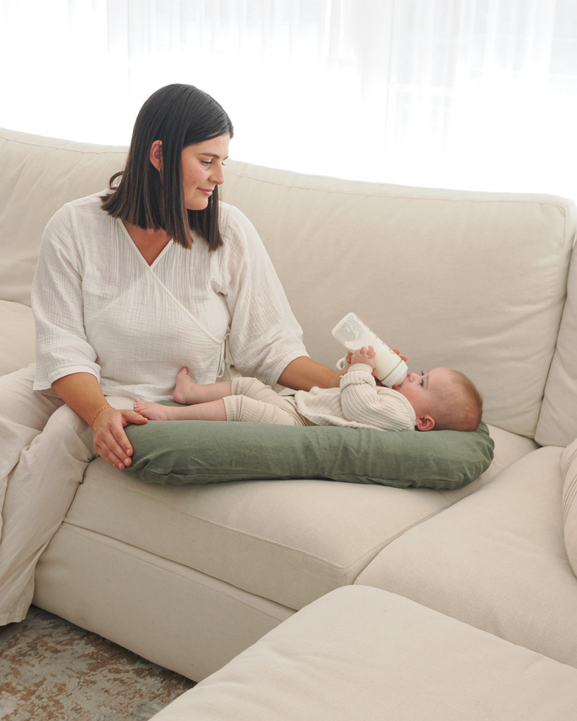 Linen baby nest for cosy, secure lounging