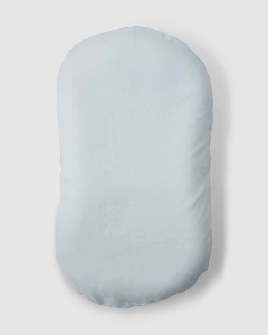 Soft Blue Linen Baby Lounger Cover