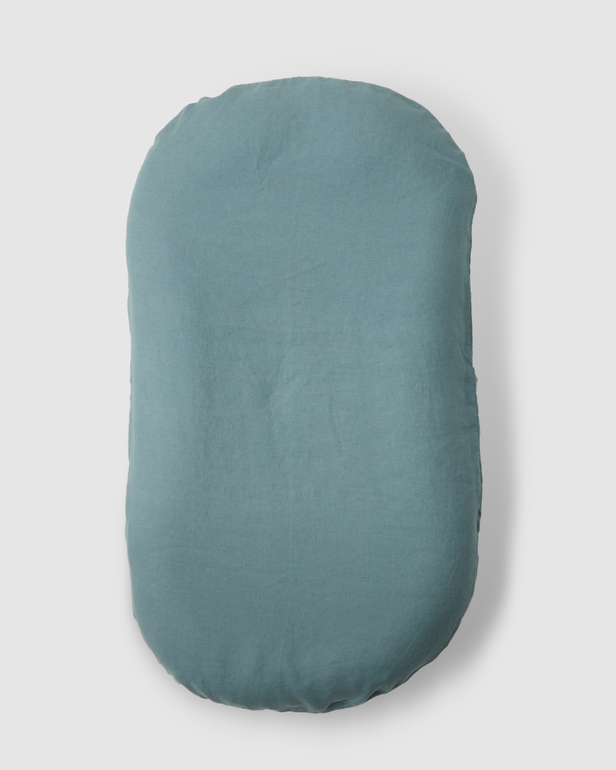 Teal Blue Linen Baby Lounger Cover