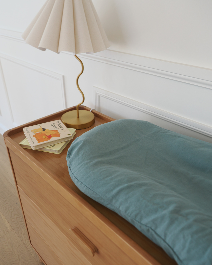 Teal Blue Linen Baby Lounger Cover