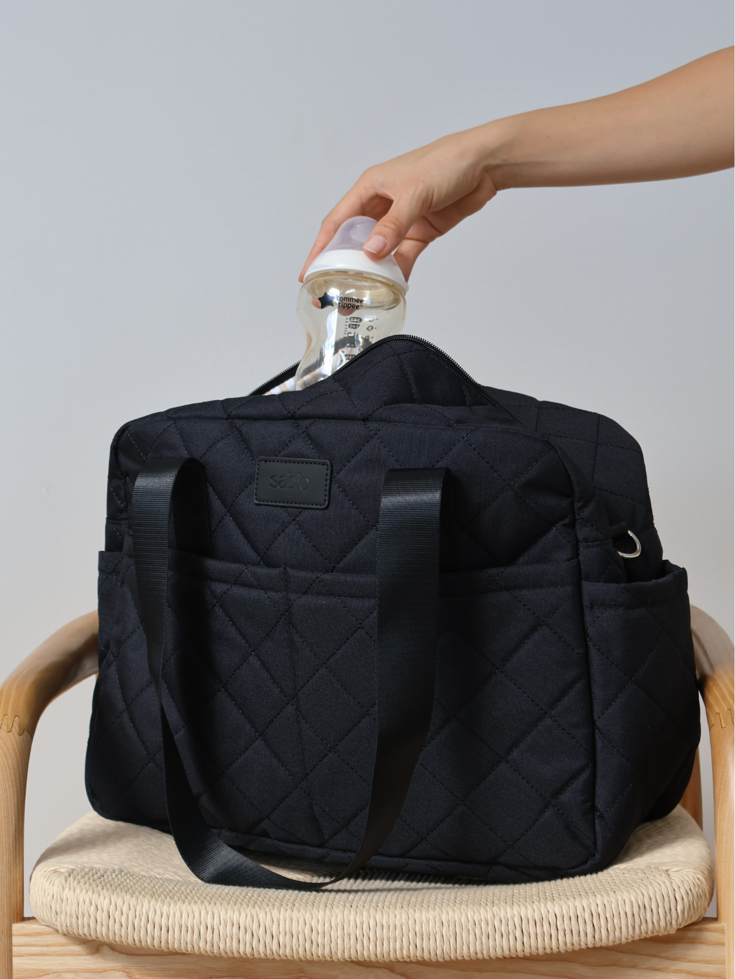 Black Quilted Nappy Bag quilted nappy bag with spacious storage for baby travel and everyday parenting luxury nursery essential