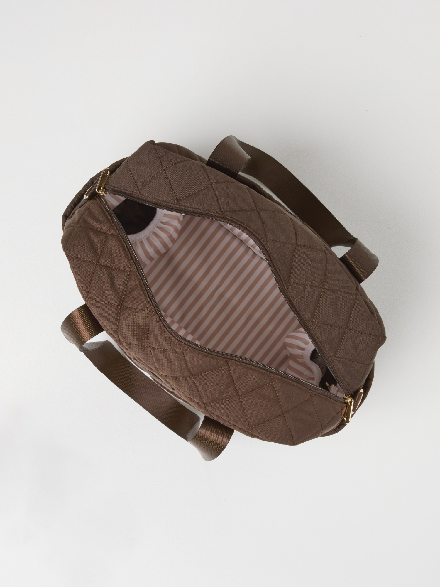 Chocolate Quilted Nappy Bag quilted nappy bag with spacious storage for baby travel and everyday parenting minimal nursery aesthetic