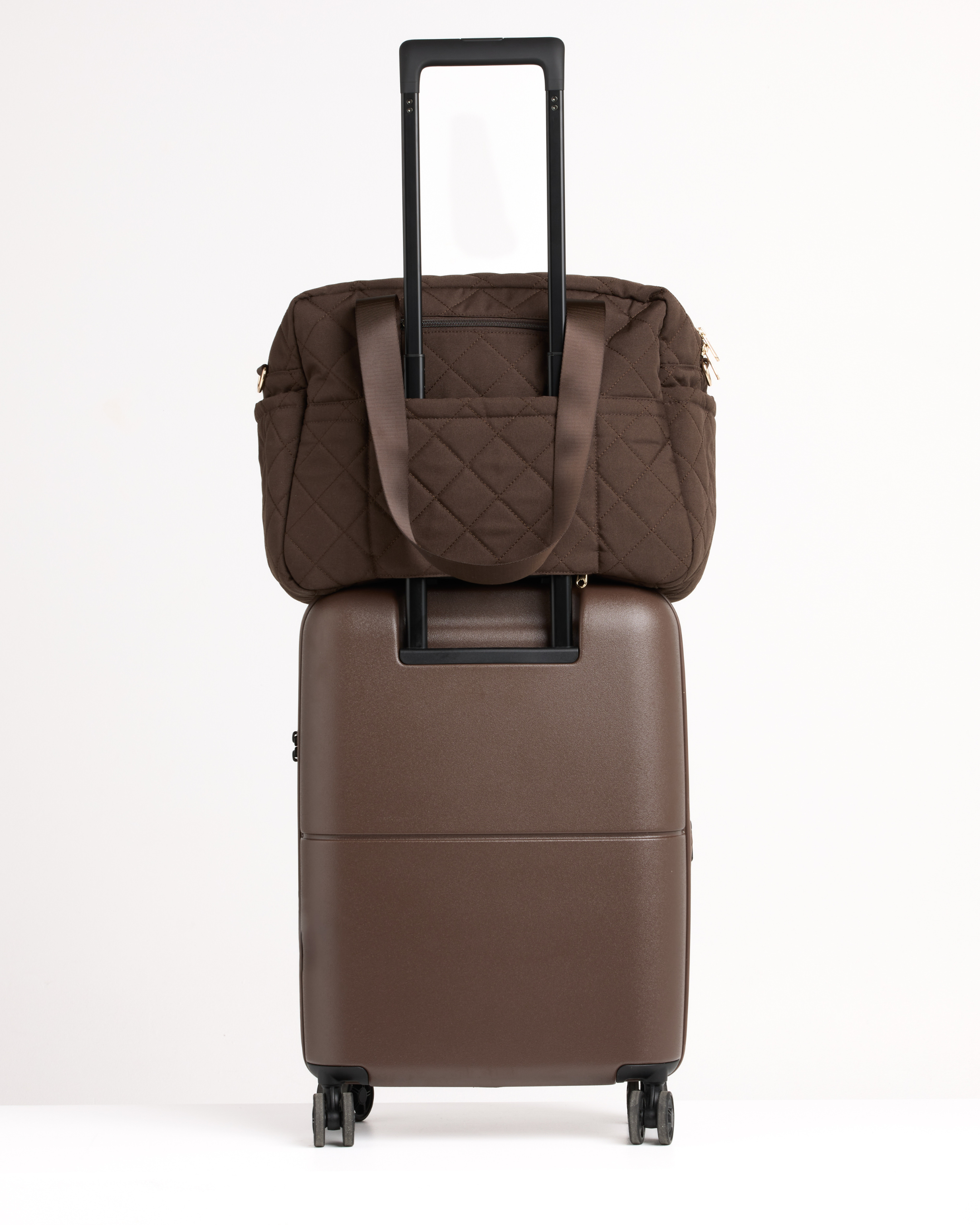 Travel Friendly Large brown baby nappy bag with organiser pockets