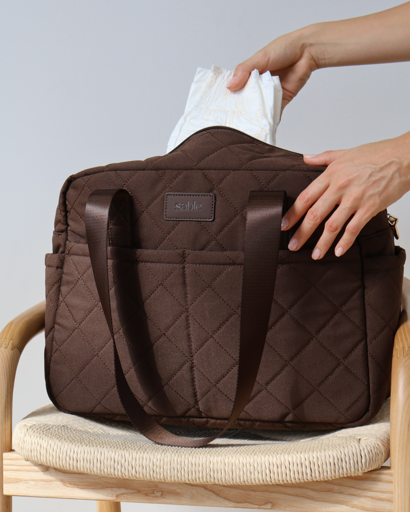 Brown baby bag for newborn essentials