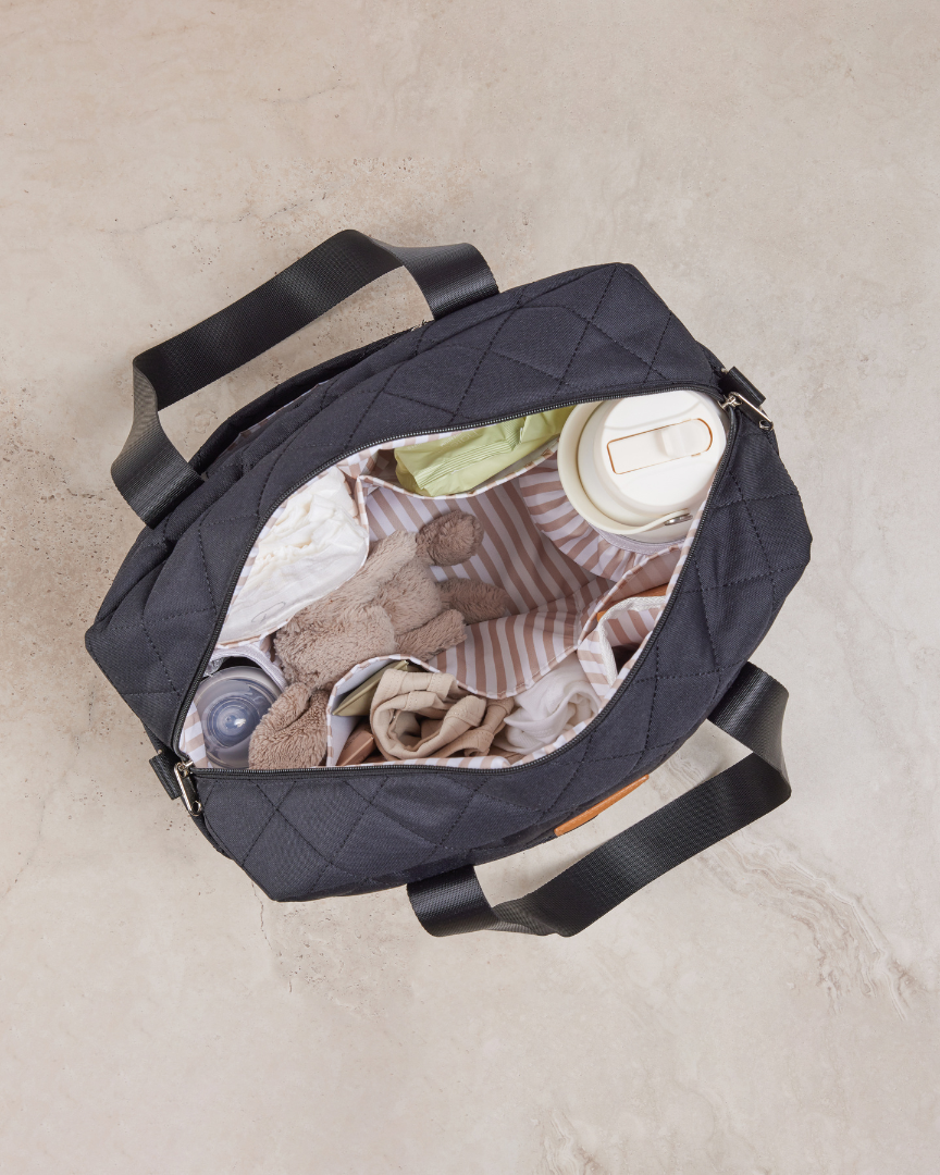 Black Quilted Nappy Bag