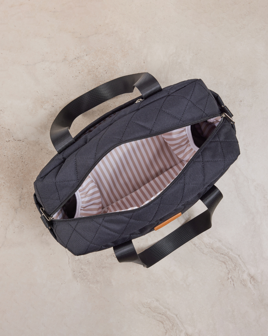 Black Quilted Nappy Bag