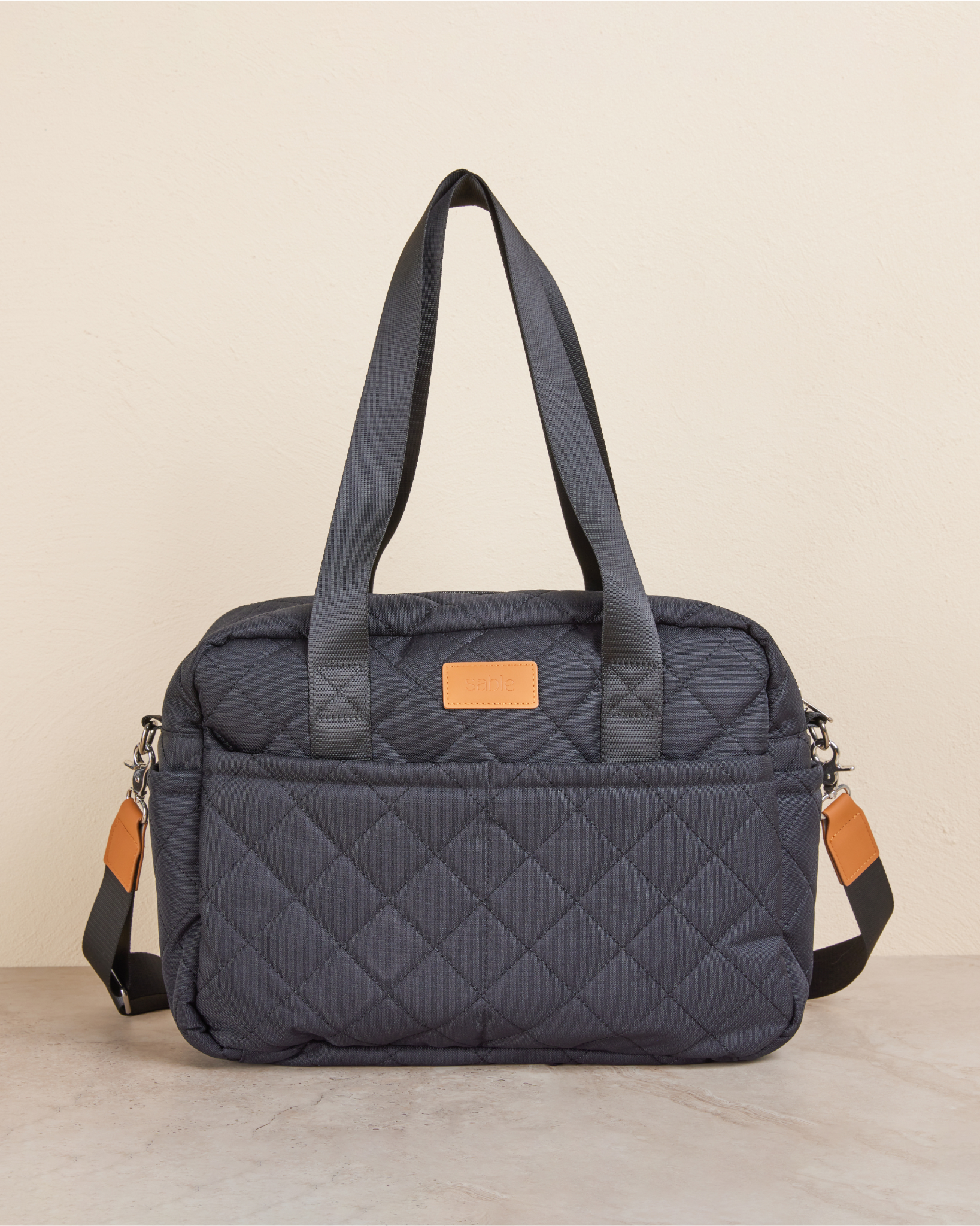 Black Quilted Nappy Bag