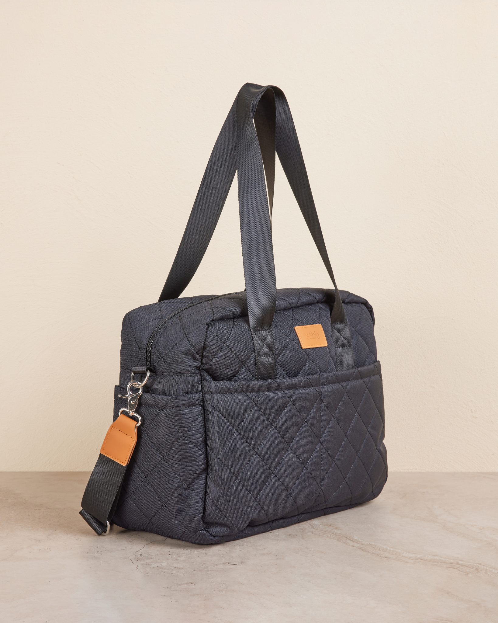 Black Quilted Nappy Bag