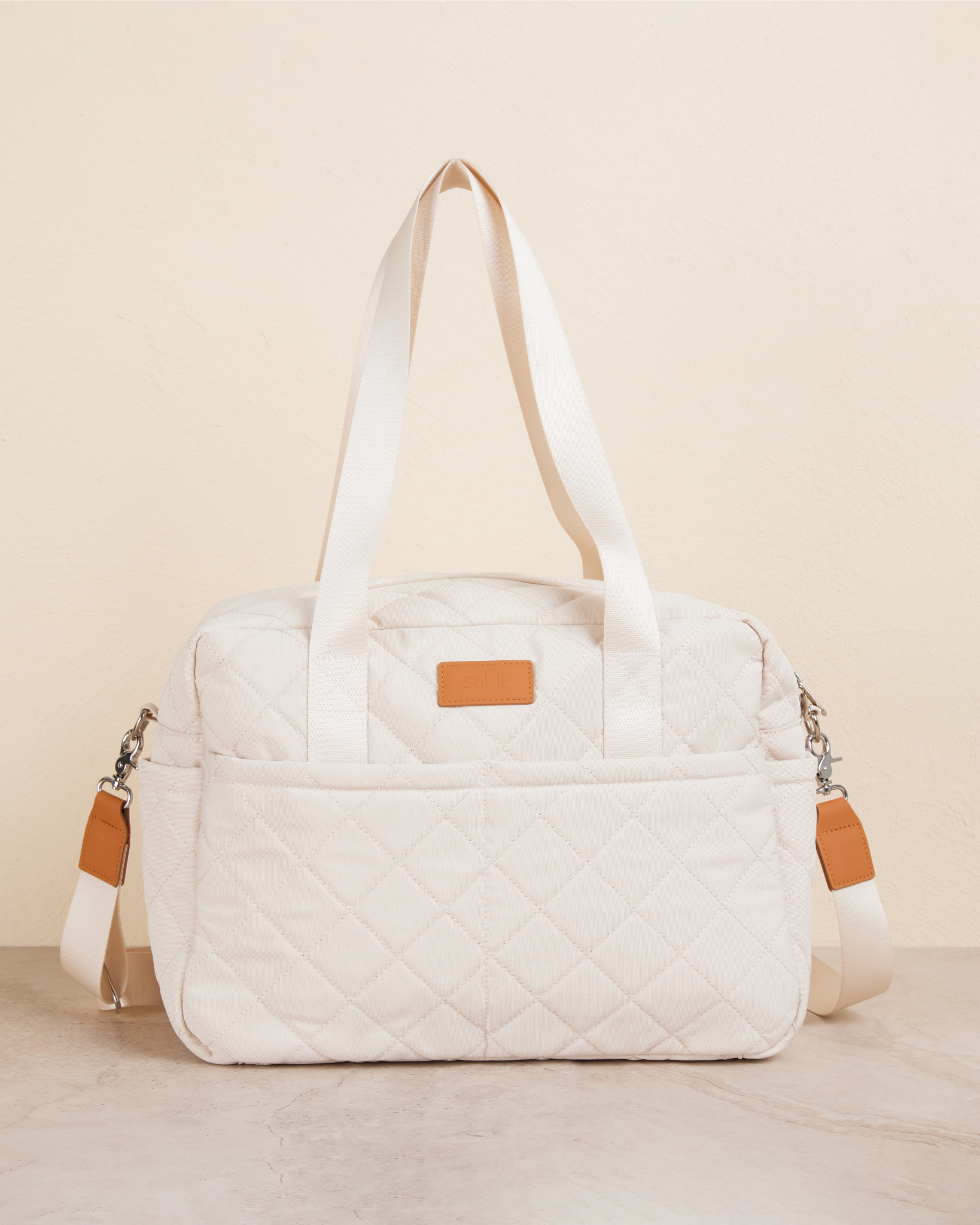 Sand Quilted Nappy Bag