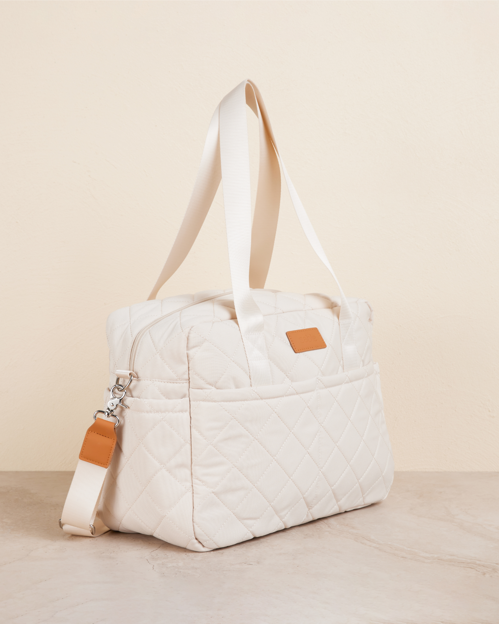 Sand Quilted Nappy Bag