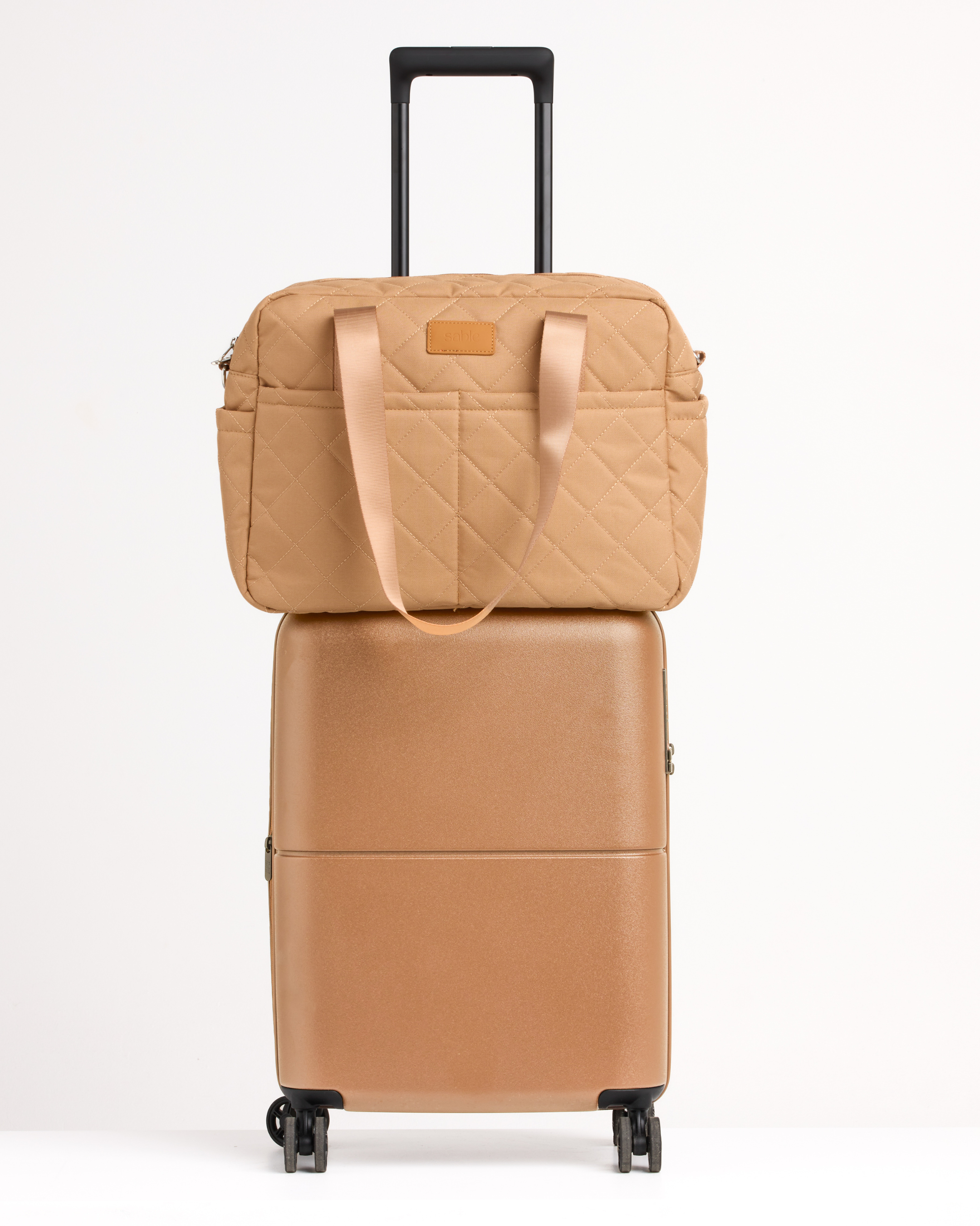 Travel friendly tan nappy bag
