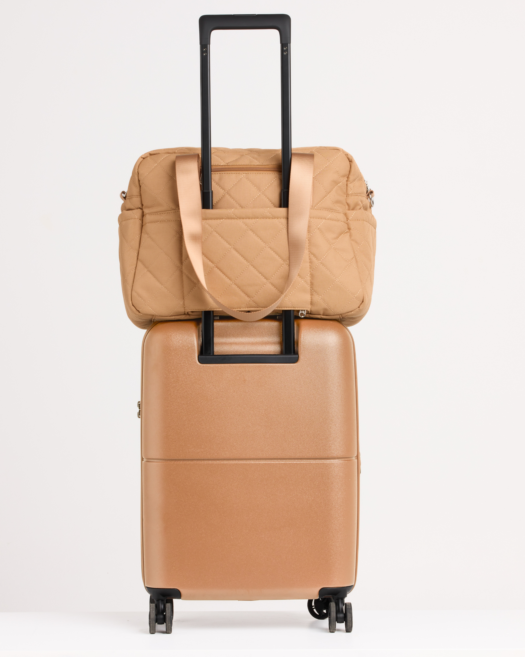Travel friendly brown nappy bag
