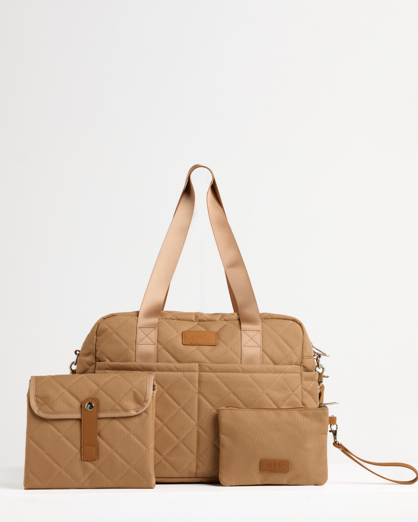 Tan nappy bag for everyday use