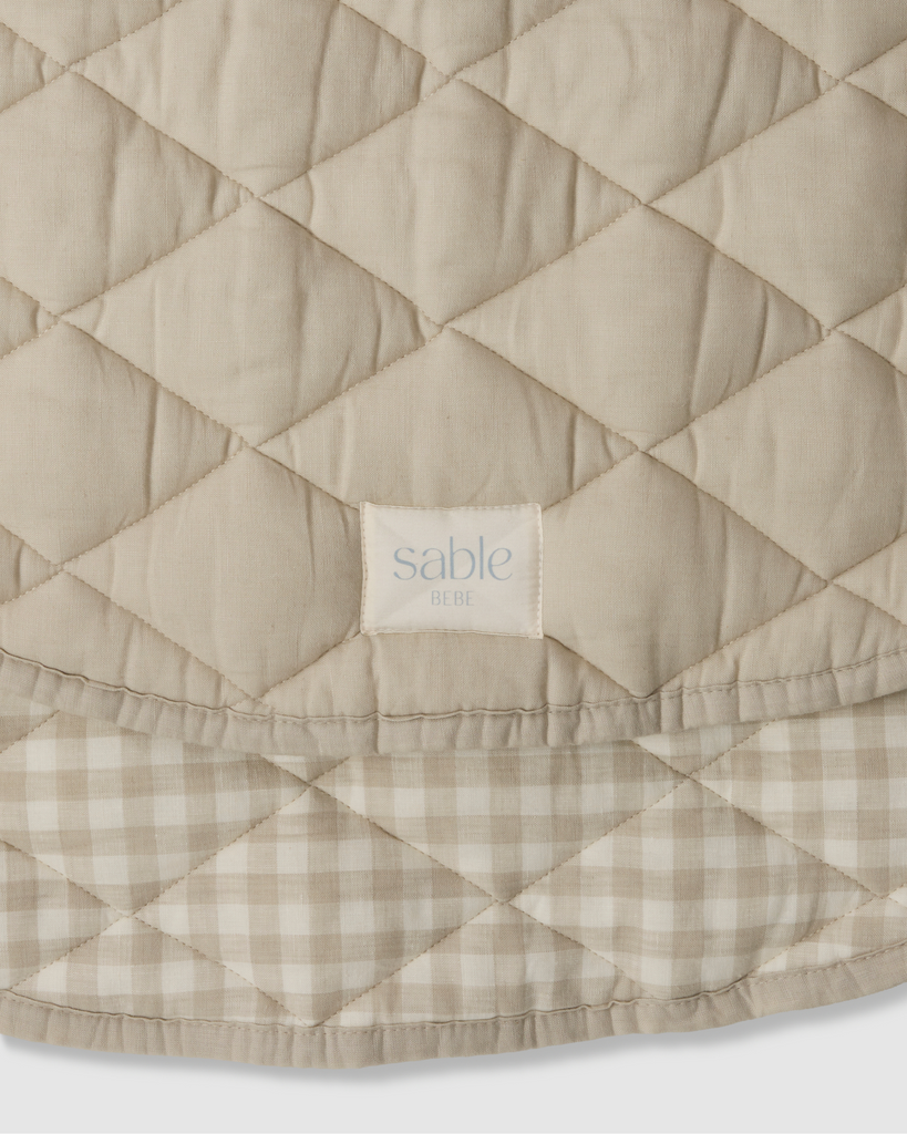Reversible Baby playmat in natural linen with soft padding