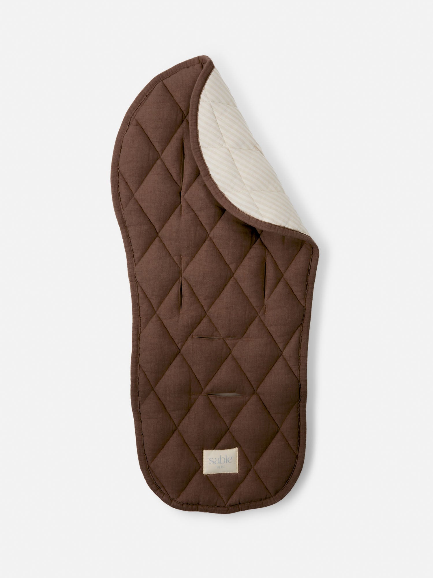 Linen Pram Liner - Chocolate and Natural Striped