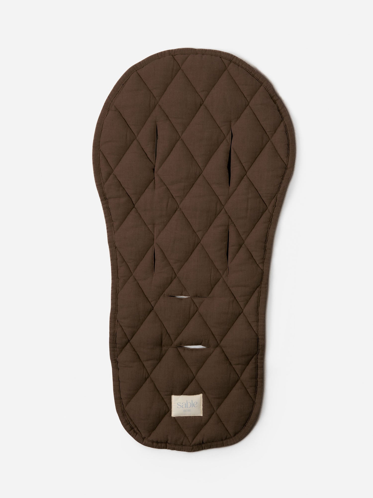 Chocolate and Natural Striped Pram Liner linen pram liner for pram comfort and everyday outings with baby 100% pure linen baby bedding