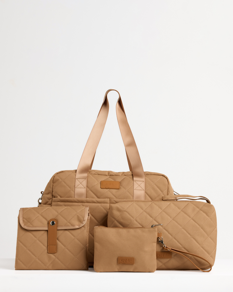 Tan Nappy Bag with Nappy Bag Essentials