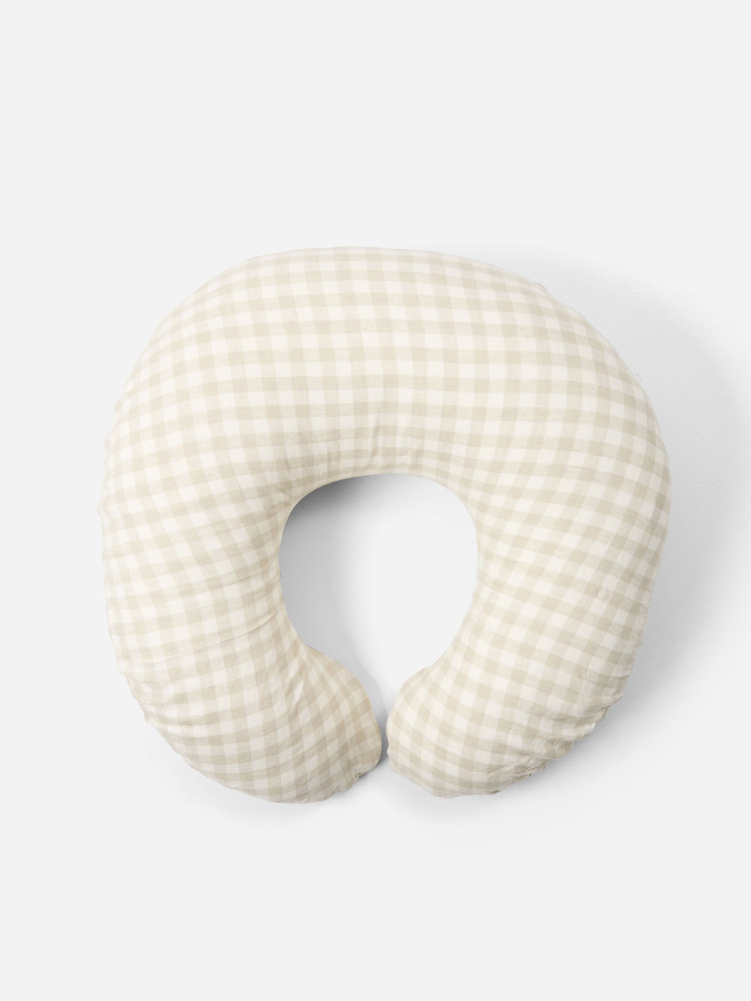 Linen Nursing Pillow - Dove Grey Gingham