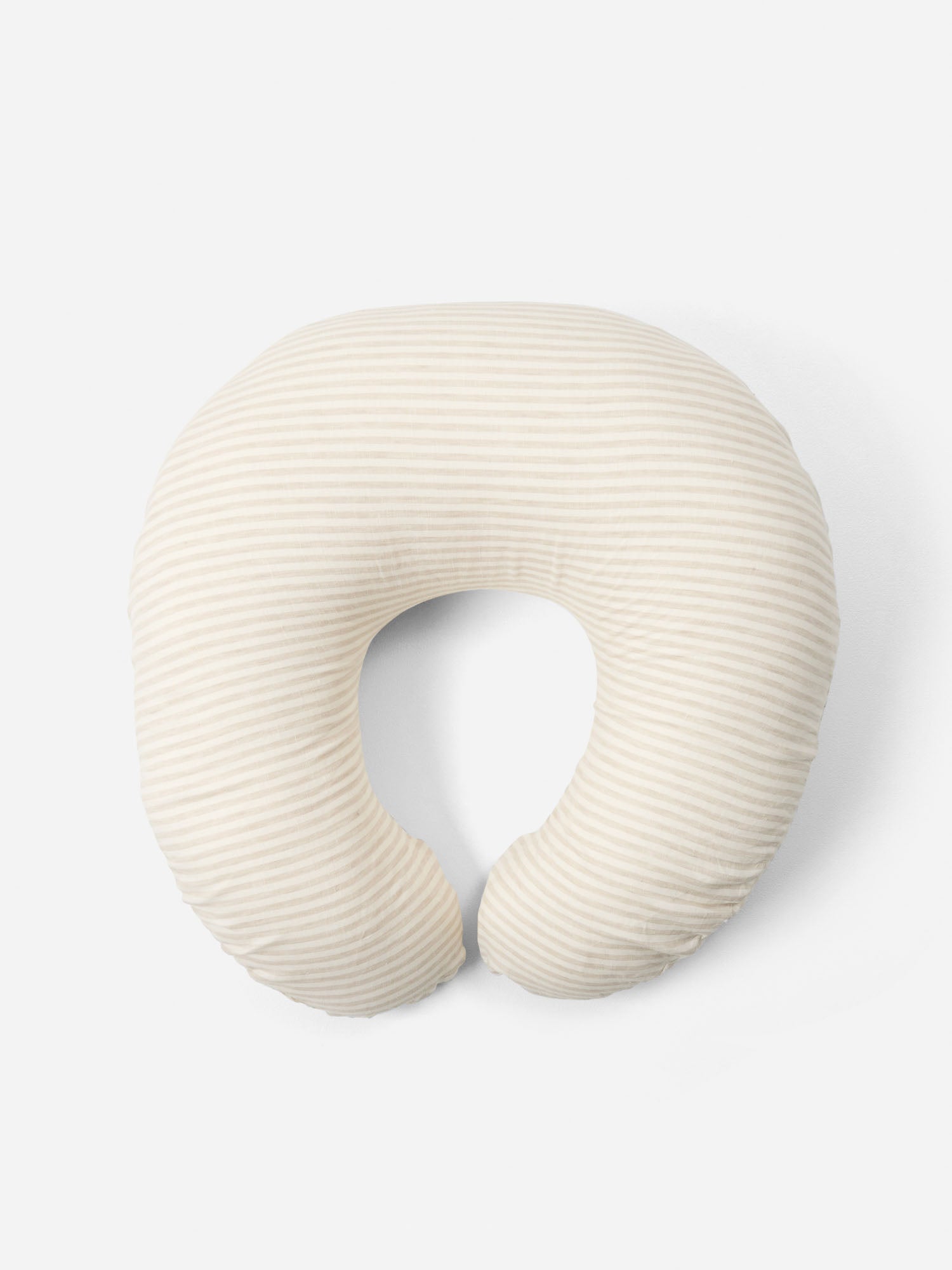 Linen Nursing Pillow - Natural Striped linen nursing pillow for newborn feeding support and postpartum comfort luxury nursery essential