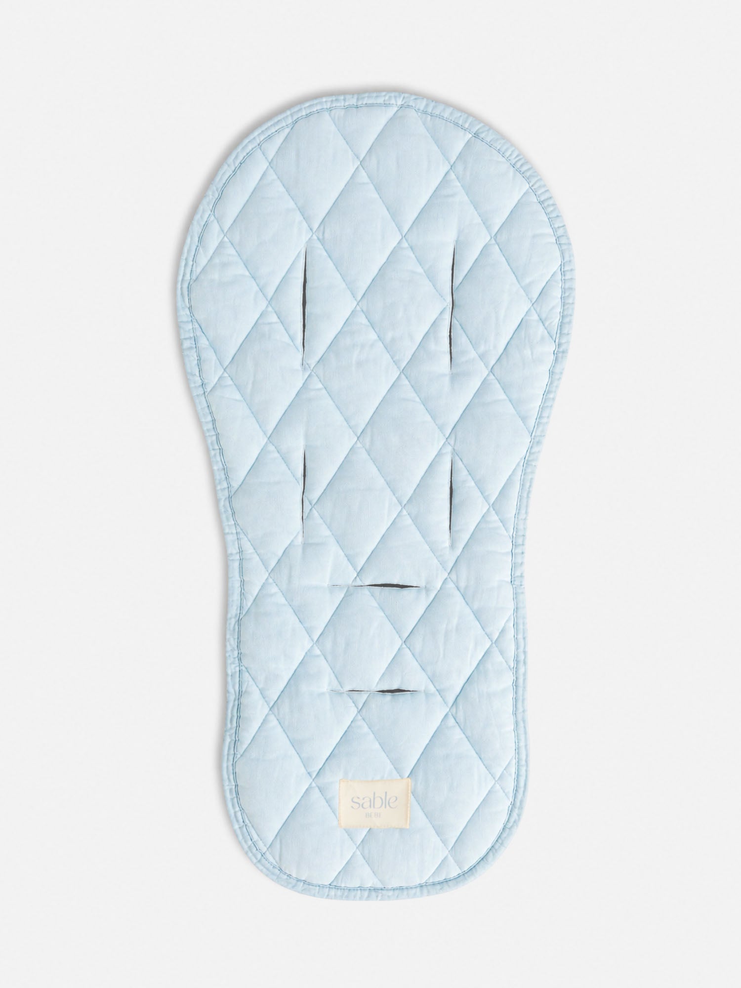 Linen Pram Liner - Soft Blue Gingham