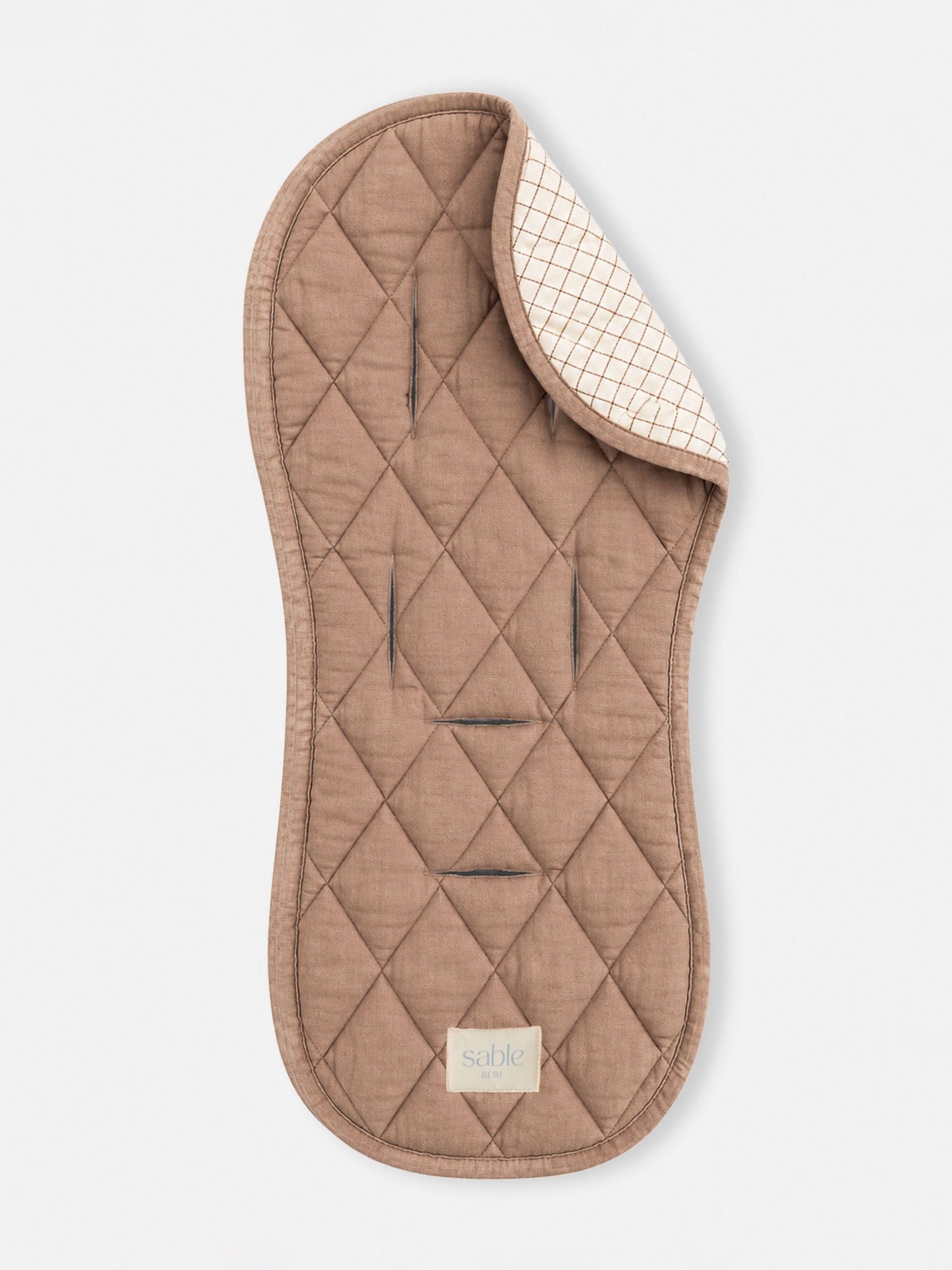 Linen Pram Liner - Cinnamon Check