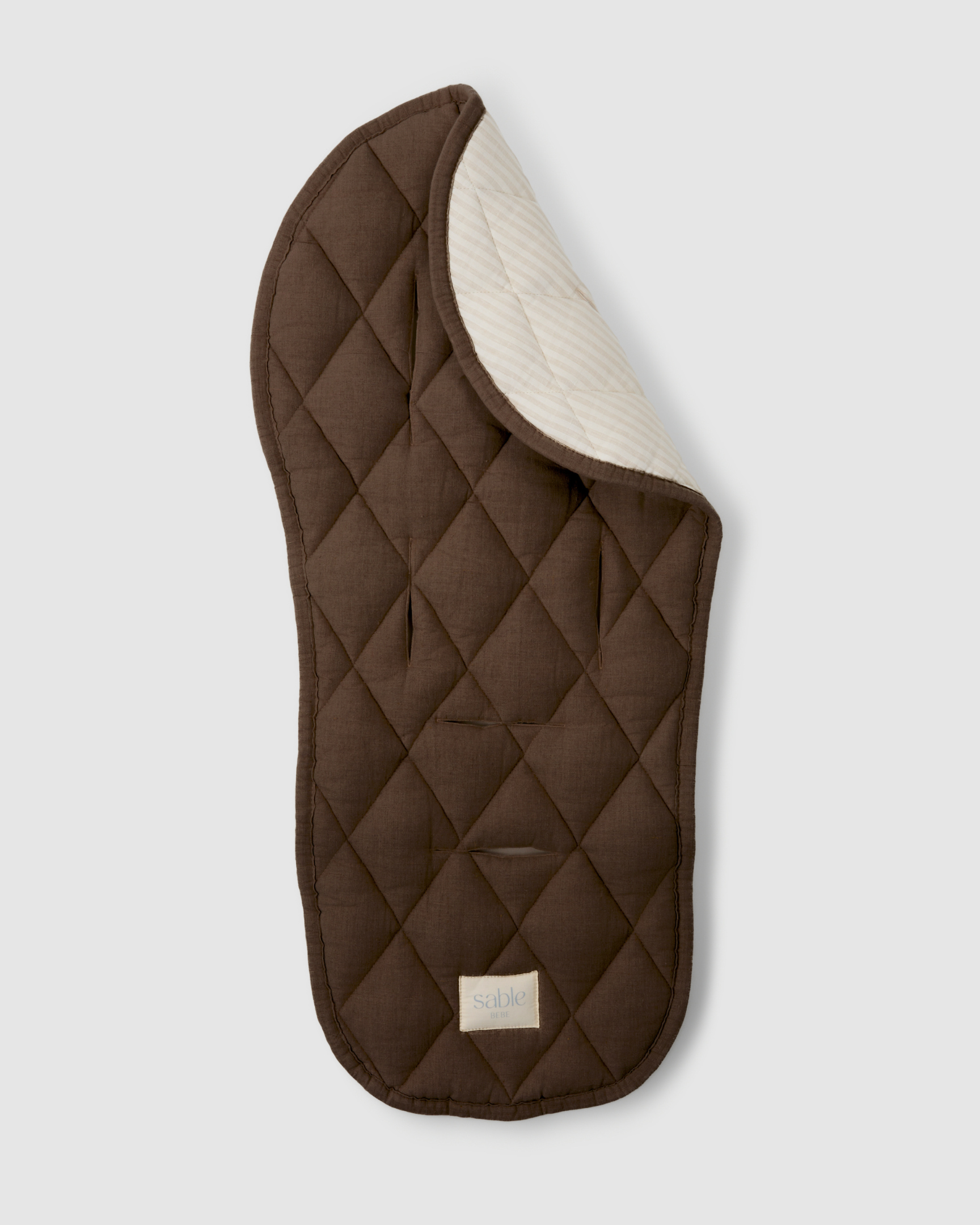 Chocolate and Natural Striped Pram Liner
