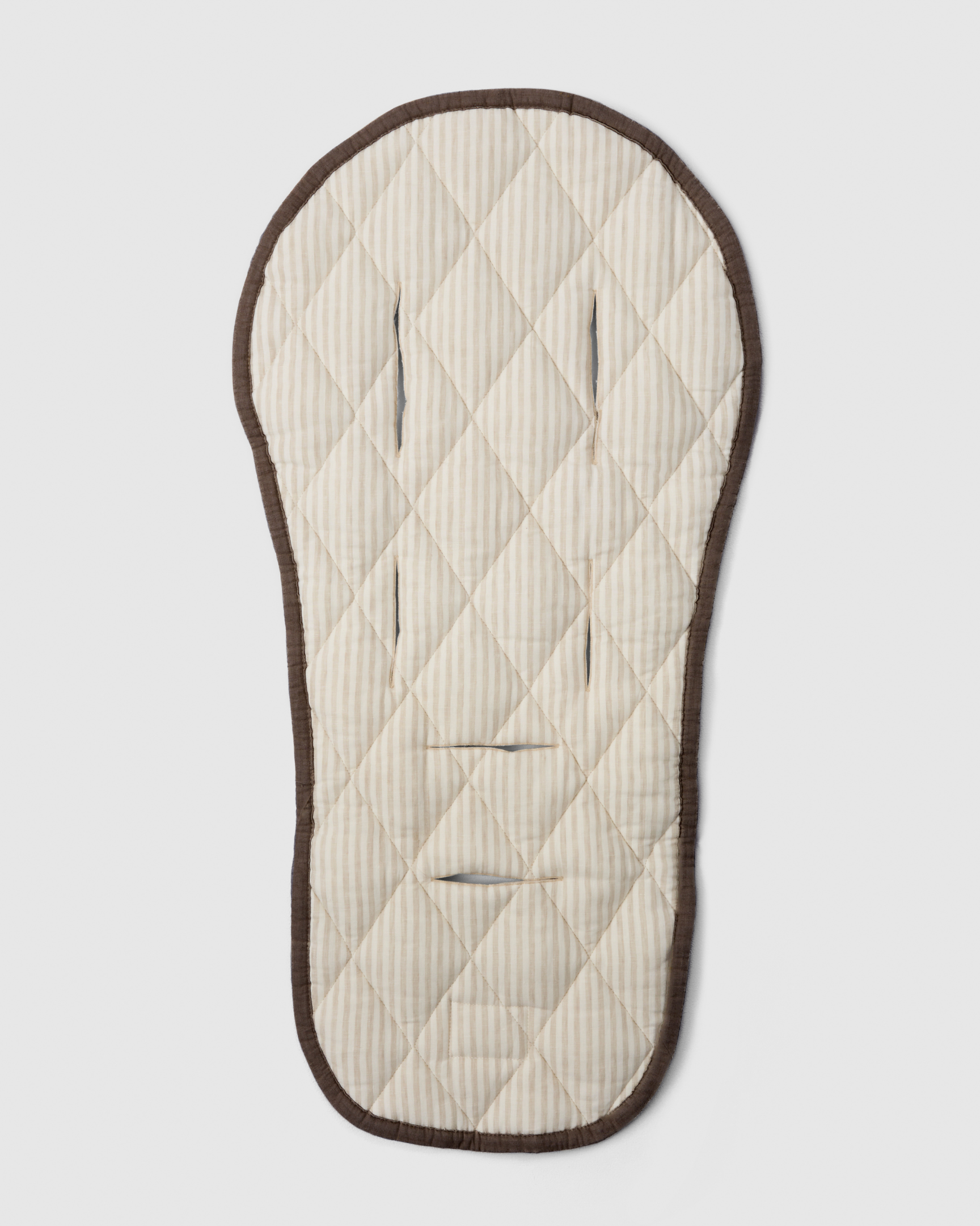 Chocolate and Natural Striped Pram Liner
