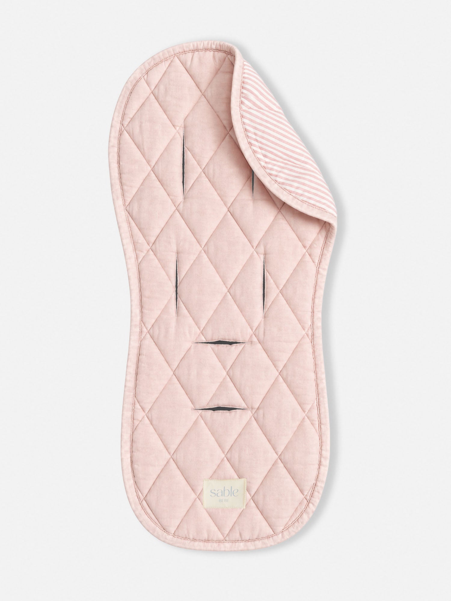 Linen Pram Liner - Pink Striped