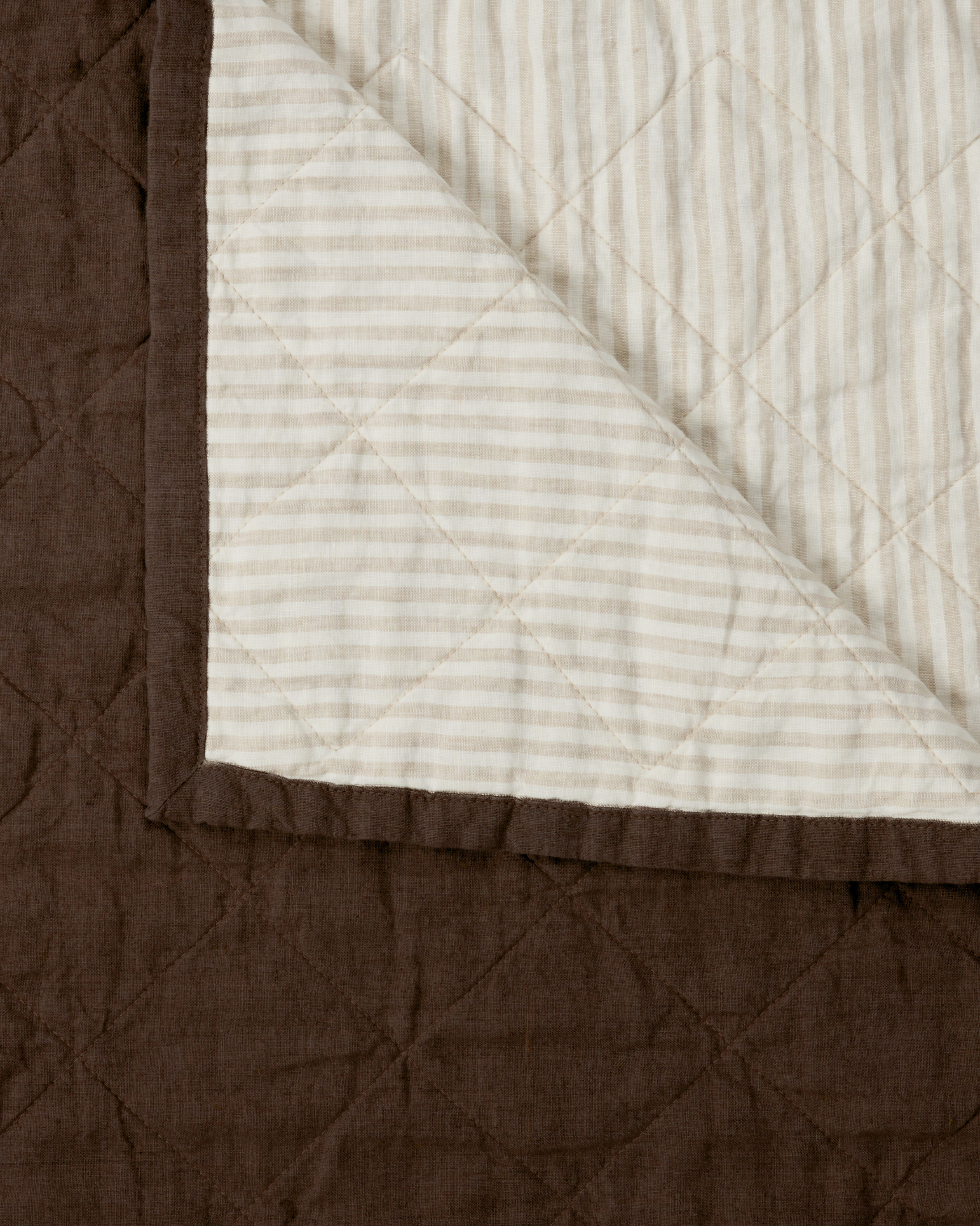 Chocolate and Natural Striped Cot Quilt