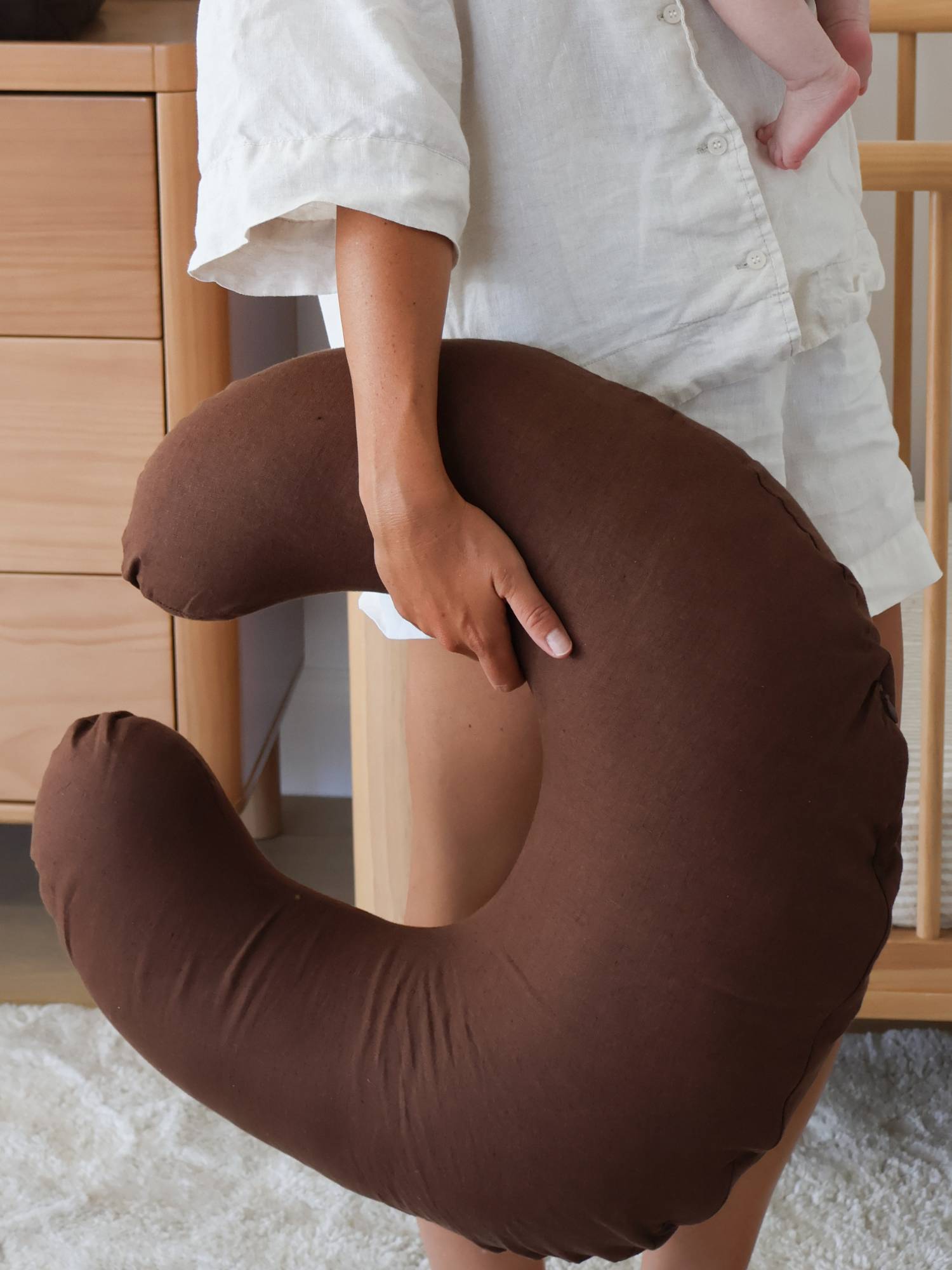 Linen Nursing Pillow - Chocolate