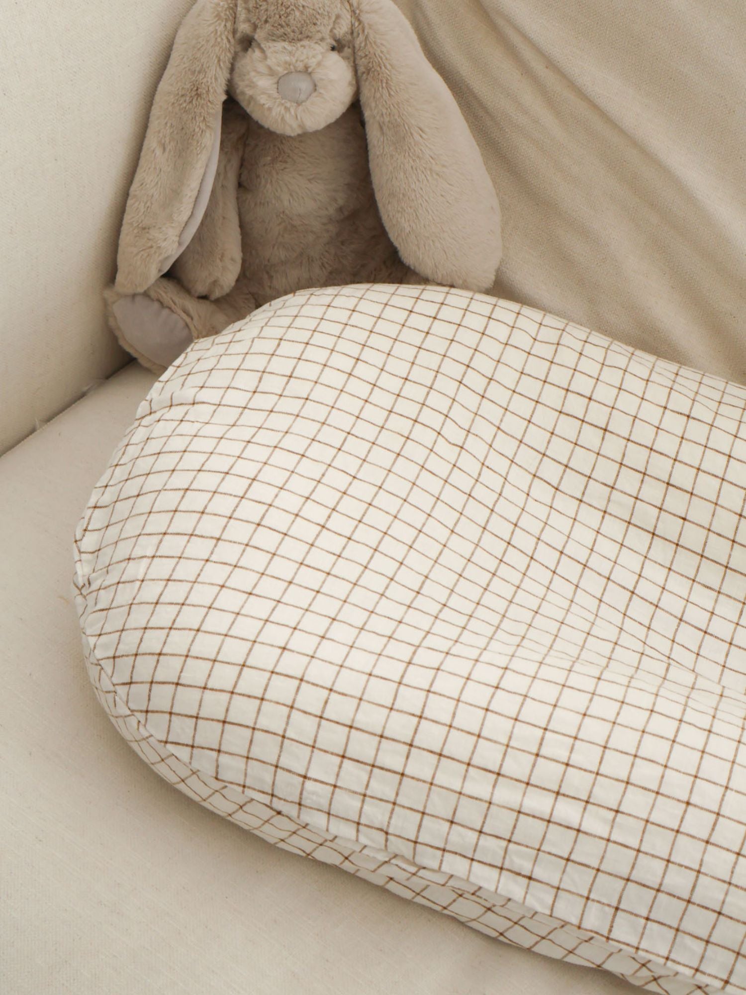 Linen Lounger Cover - Cinnamon Check