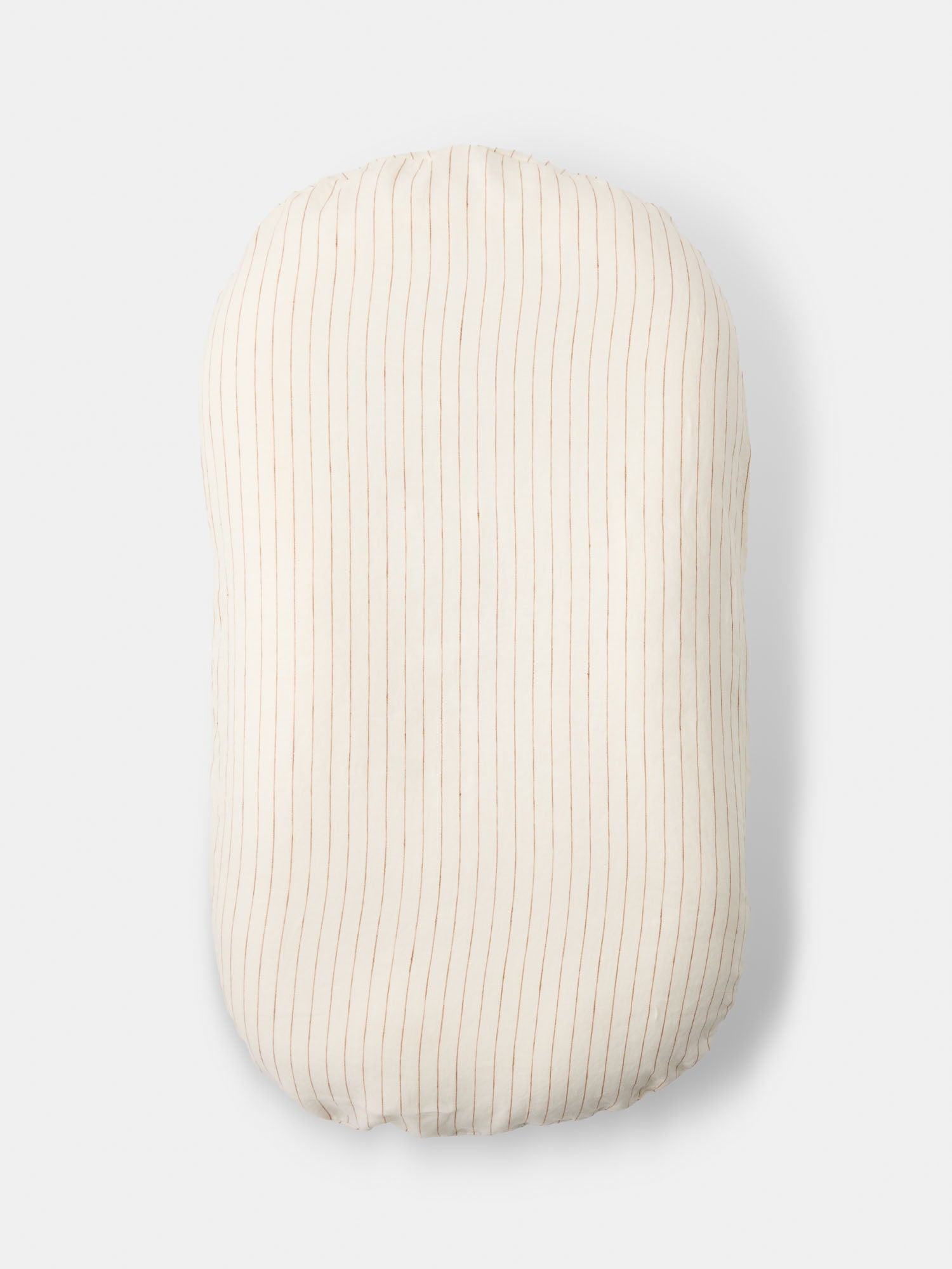 Linen Social Baby Lounger | Sandalwood Pencil Striped linen baby lounger for supervised awake time and premium nursery styling luxury nursery essential