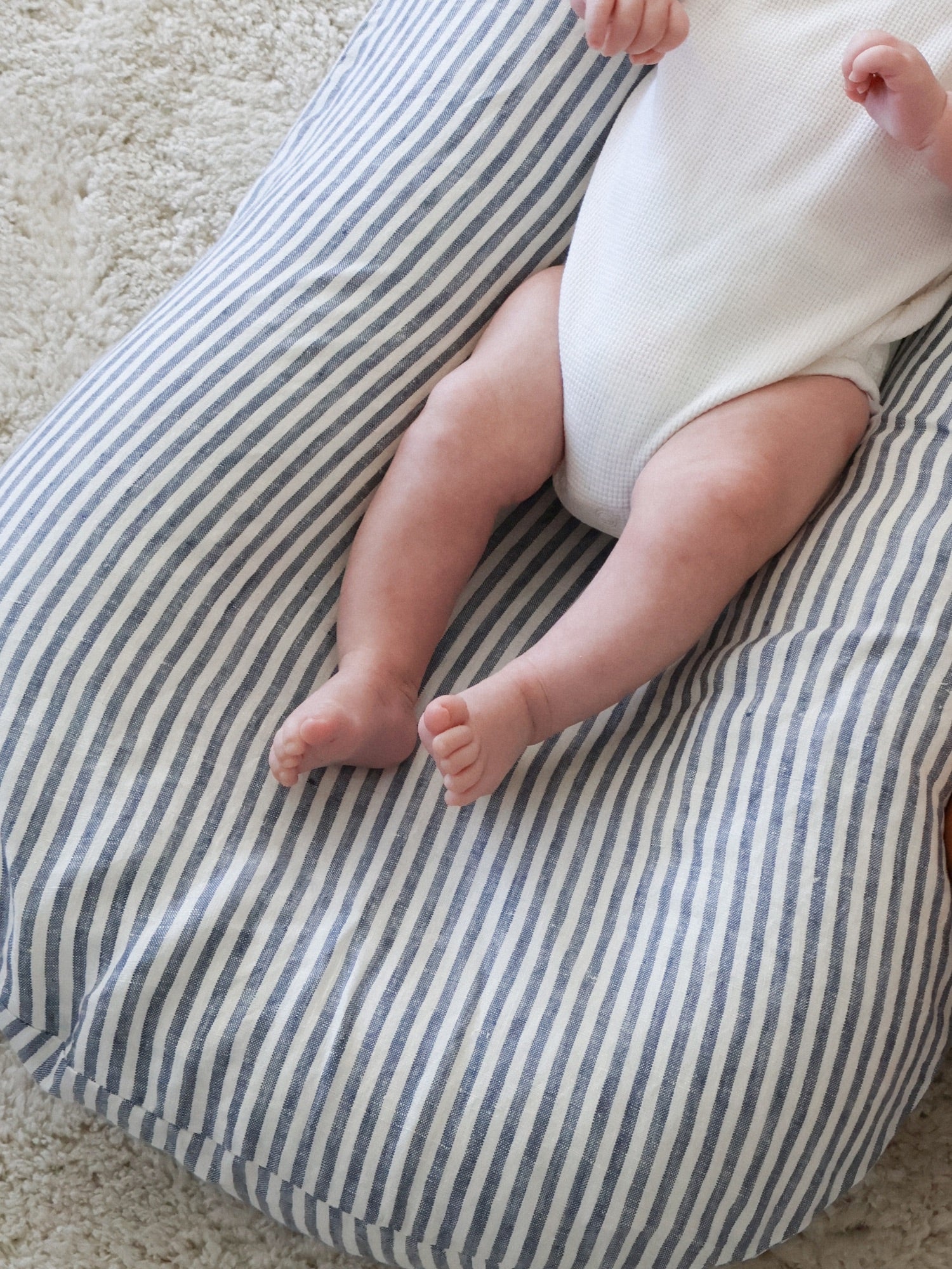 Linen Social Baby Lounger | Marine Striped