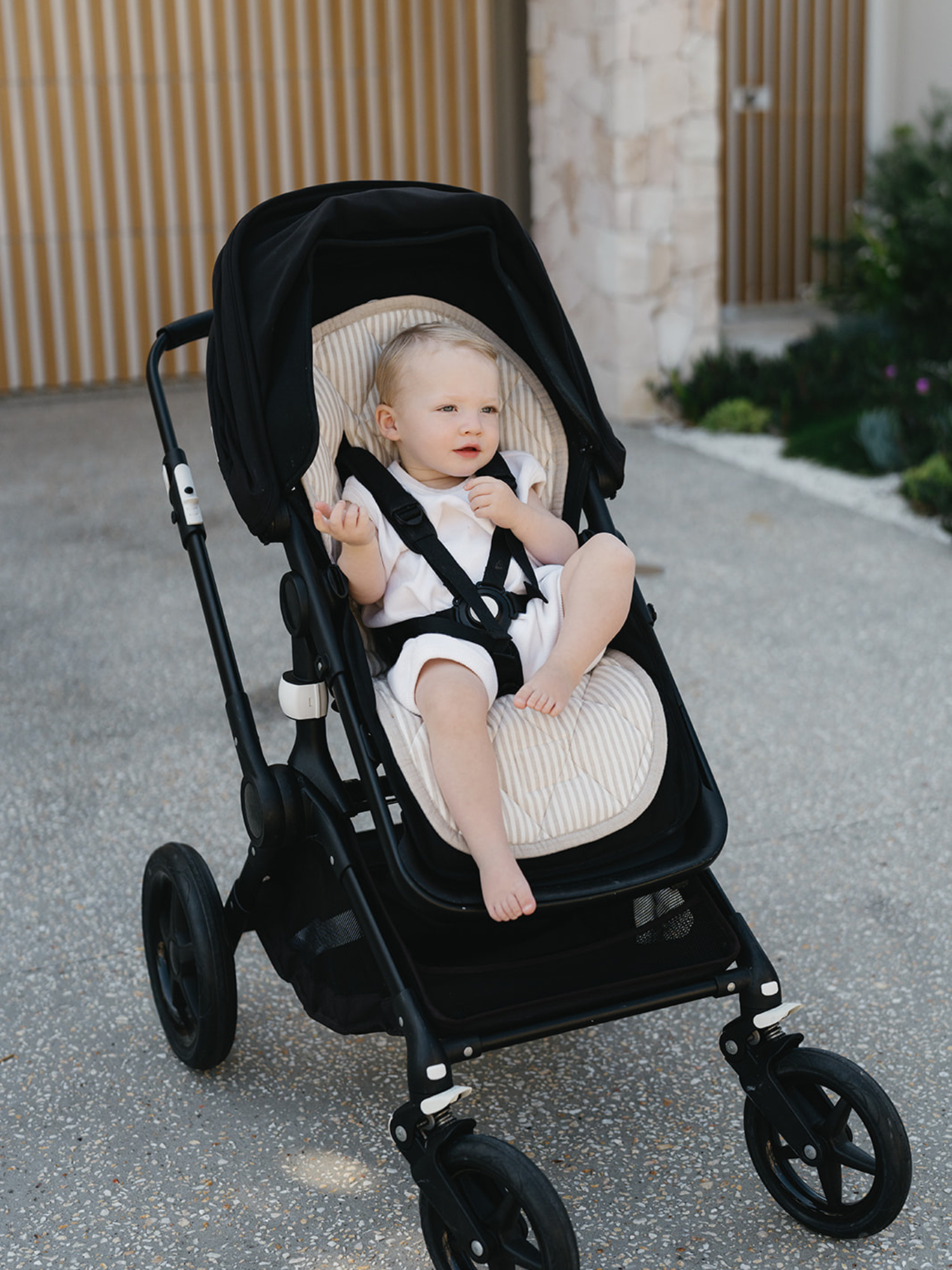 Natural Striped Pram Liner