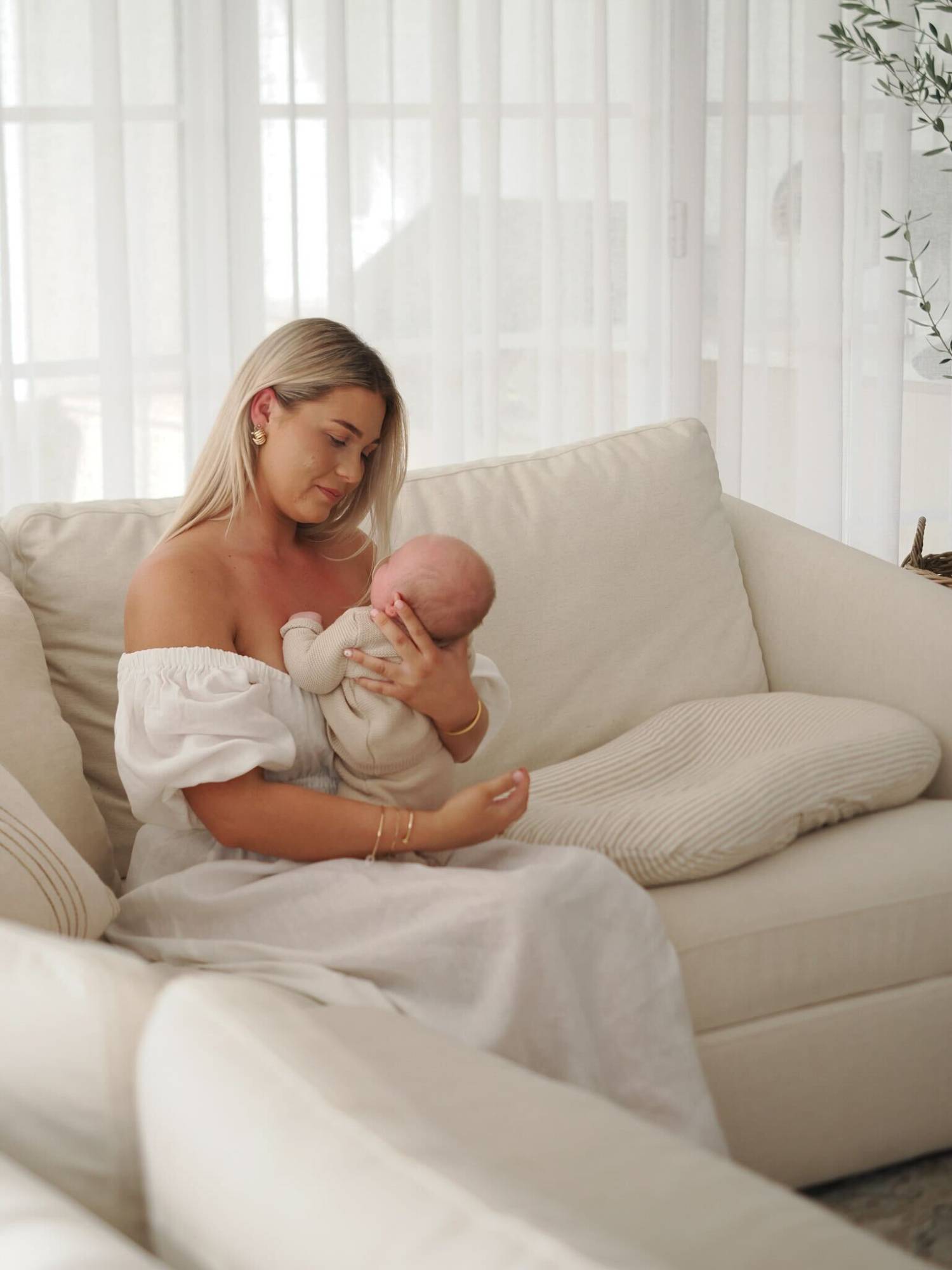 Linen Social Baby Lounger | Natural Striped