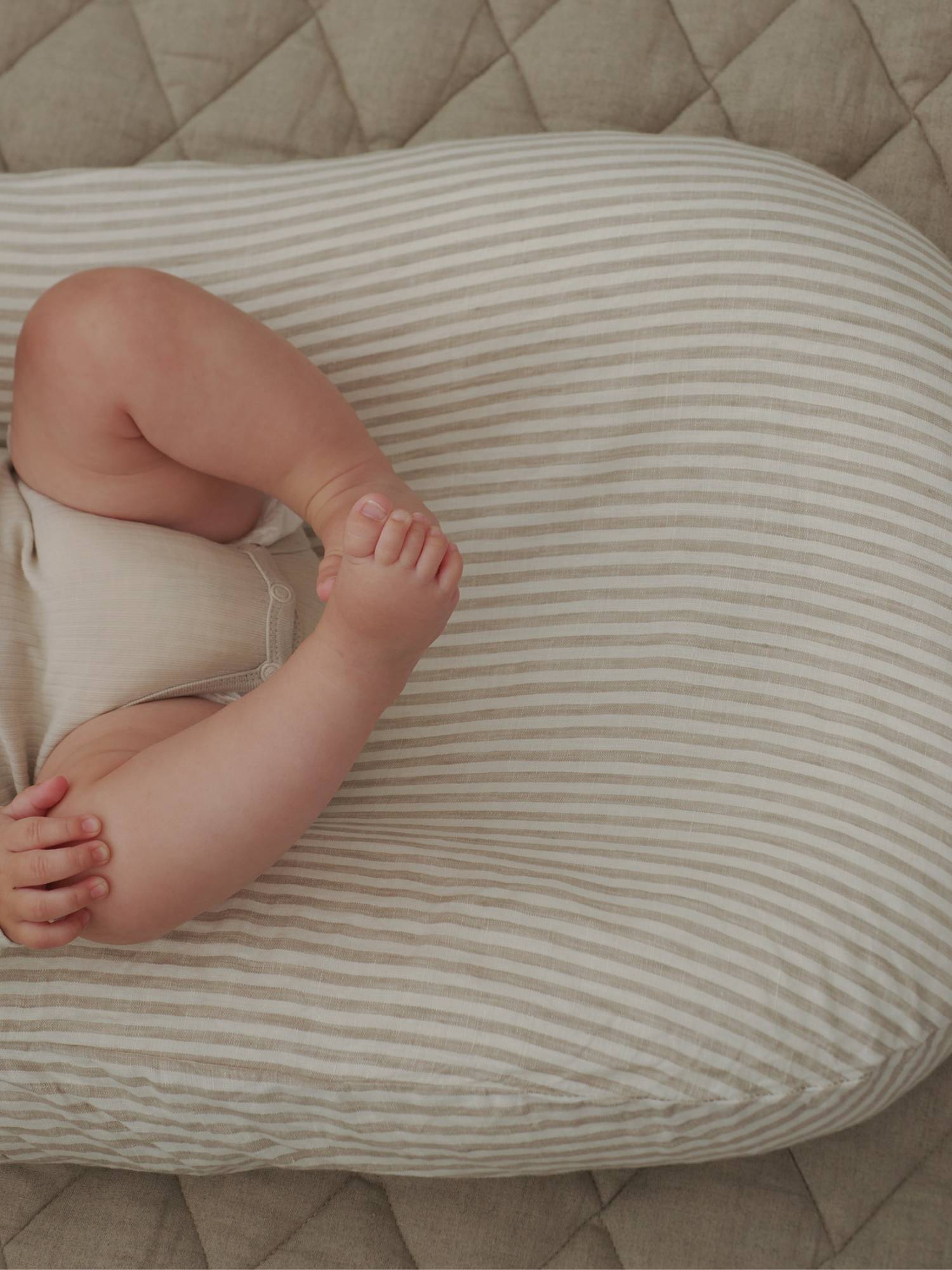 Linen Social Baby Lounger | Natural Striped